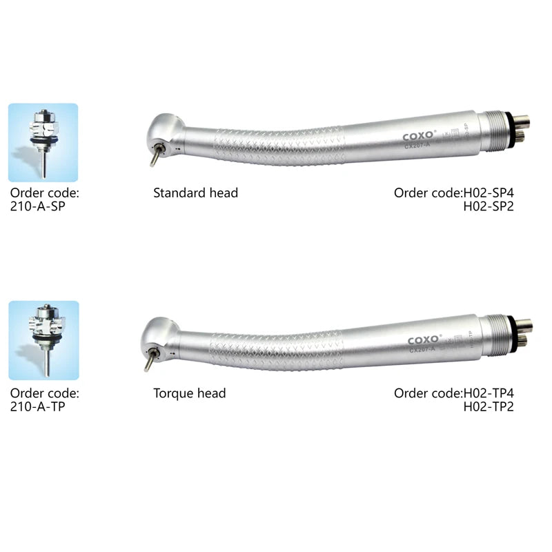 COXO CX207-A Turbina dental de alta velocidad Pieza de mano de alta velocidad Máquina de limpieza dental con spray de 3 vías Equipo de blanqueamiento Equipo dental