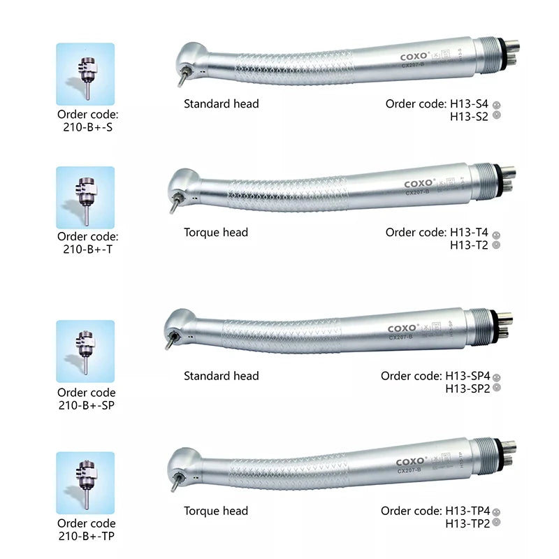 COXO CX207-B Turbina de aire dental de alta velocidad para pieza de mano, canal exterior, máquina de limpieza dental, equipo de instrumento de blanqueamiento