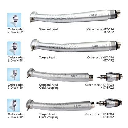 COXO CX207-W Pieza de Mano Dental de Alta Velocidad, Turbina de Aire para Limpieza Dental, Equipo de Blanqueamiento, Pieza de Mano con Spray de 3 Vías, Herramienta Dental